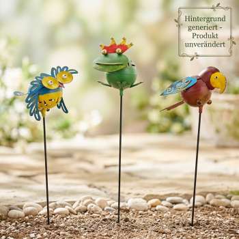 3er Set Bunte Gartenstecker fliegende Tiere klein ca. 70 cm - Gartendekoration